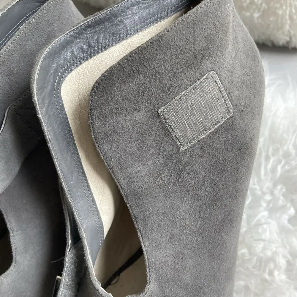Michael Kors Womens Devenport Bootie Pump Size 9 Gray Suede Open Toe High Heel